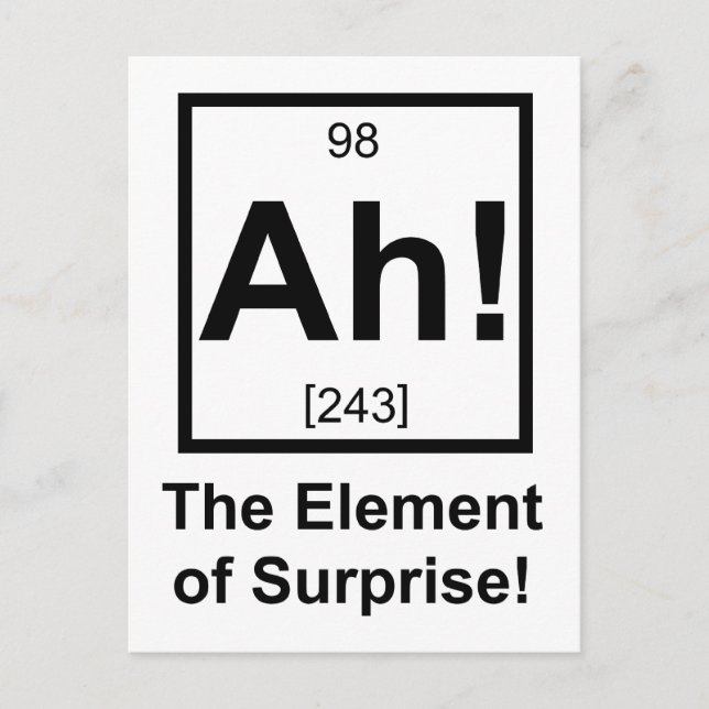 Ah the Element of Surprise Periodic Element Symbol Postcard (Front)