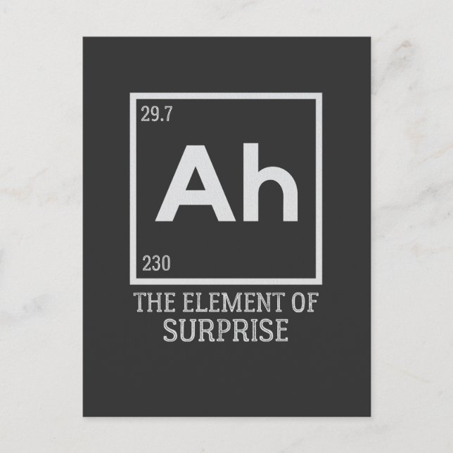 Ah the element of surprises postcard (Front)