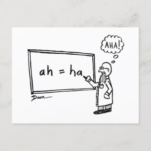 Aha! Funny STEM Cartoon Humour Math Science Joke Postcard