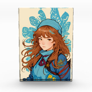 Ahana Dreamy Anime Hiker Girl Botanical Art Photo Block