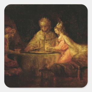 Ahasuerus , Haman and Esther, c.1660 Square Sticker