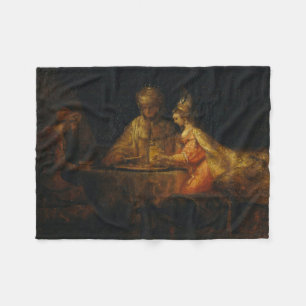 Ahasuerus Haman Esther Rembrandt Biblical Baroque Fleece Blanket