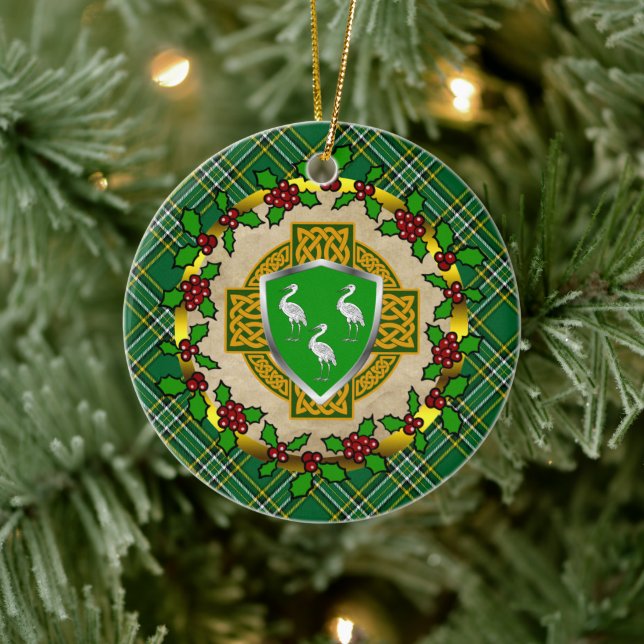 Ahearne Celtic Cross Personalised Christmas Ceramic Tree Decoration (Tree)