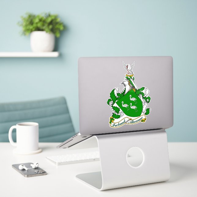 Ahearne Irish Coat of Arms Personalised (Laptop On Desk)