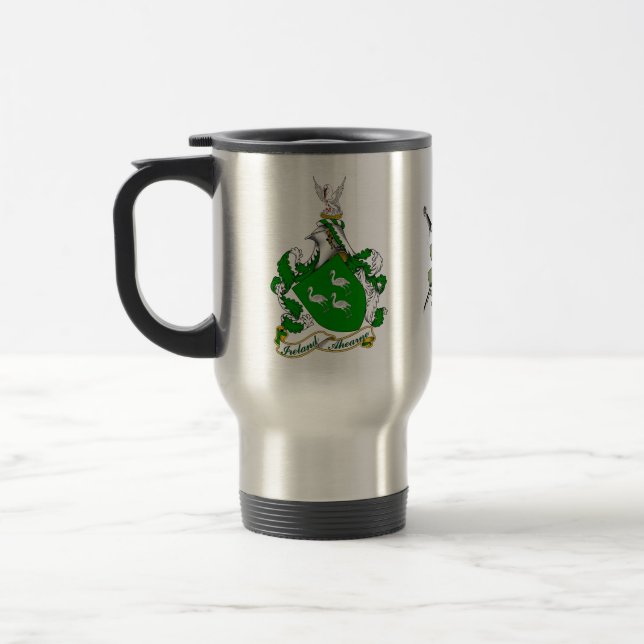 Ahearne Irish Coat of Arms Personalised Travel Mug (Left)