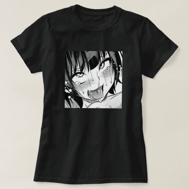 Ahegao Anime Girl With Tongue and Hands Out Weeb T T-Shirt (Design Front)