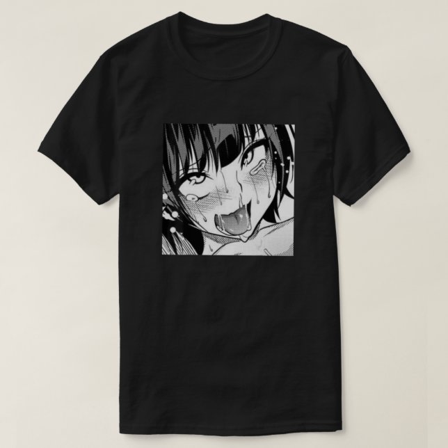 Ahegao Anime Girl With Tongue and Hands Out Weeb T T-Shirt (Design Front)