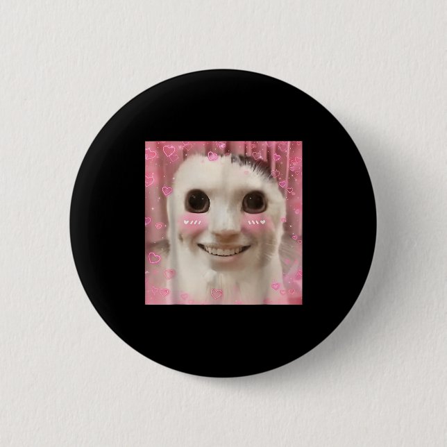 Ahh Cat Meme Dank Cursed Weirore Funny Dank Meme  6 Cm Round Badge (Front)