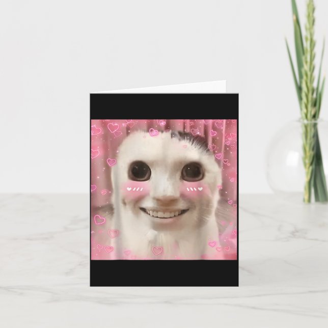 Ahh Cat Meme Dank Cursed Weirore Funny Dank Meme  Card (Front)