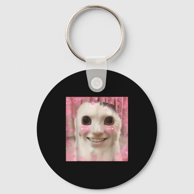 Ahh Cat Meme Dank Cursed Weirore Funny Dank Meme  Key Ring (Front)