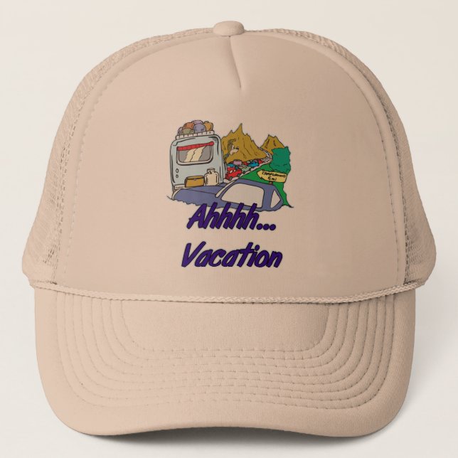 Ahh Vacation Camping Trucker Hat (Front)