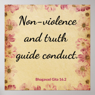 Ahimsa Beige Pink Gita Conduct Truth Floral Print