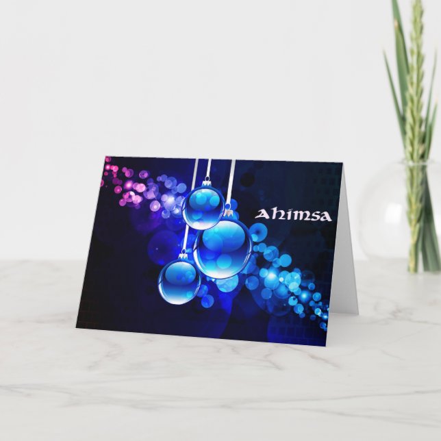Ahimsa  Christmas Ornaments Holiday Card (Front)