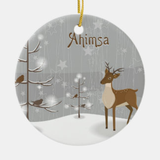 Ahimsa Holiday Reindeer Ceramic Tree Decoration