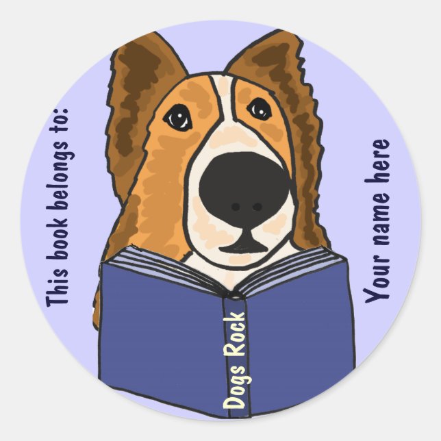 AHL- Sheltie Reading a Book Stickers (Front)