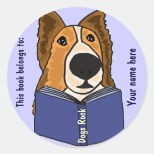 AHL- Sheltie Reading a Book Stickers