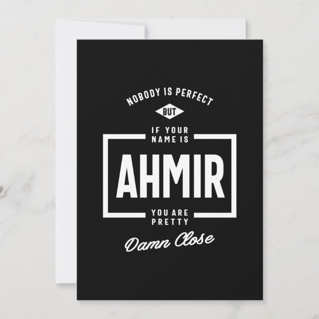Ahmir Personalised Name Birthday Gift Invitation (Front)
