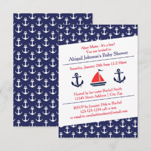 Ahoy Anchors Baby Shower - 3x5 Invitation
