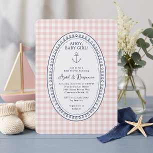 Ahoy Baby Girl Nautical Baby Shower Invitation