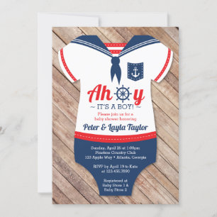 Ahoy Baby Shower Invitation, Sailor, Nautical Invitation