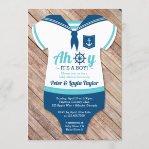 Ahoy Baby Shower Invitation, Sailor, Nautical Invitation