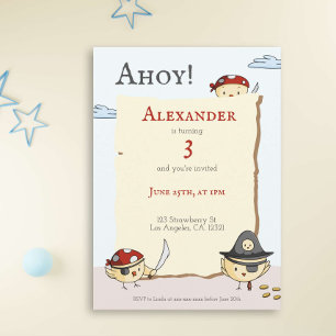Ahoy Bird Pirate Theme Birthday Party Invitation