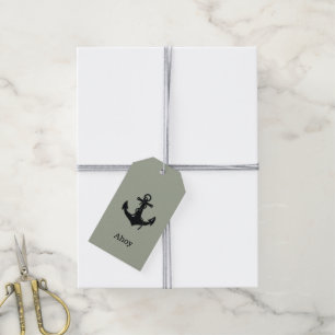 AHOY Black Boat Anchor Gift Tags