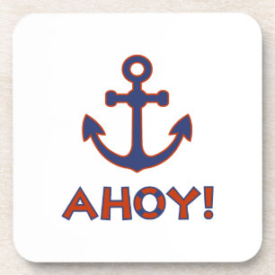 AHOY! Buoy + Anchor Design Red+Blue Coaster