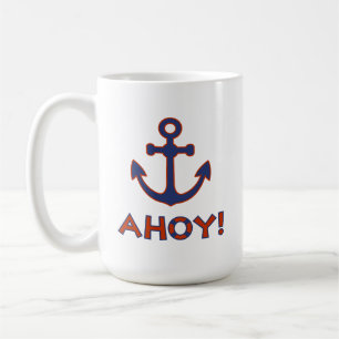 AHOY! Buoy + Anchor Design Red+Blue Coffee Mug