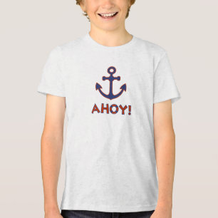 AHOY! Buoy + Anchor Design Red+Blue Tri-Blend Shirt