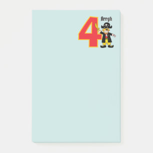 Ahoy Four Cute Pirate Boy 4th Birthday Post-it Notes