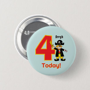 Ahoy Four Today Cute Pirate Boy 4th Birthday 6 Cm Round Badge