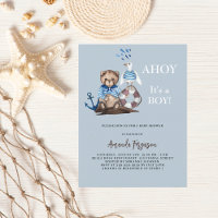 Ahoy it is a boy teddy bear sailor Baby Shower