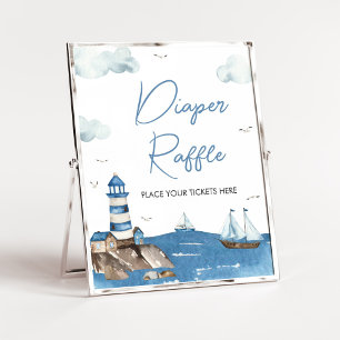 Ahoy It’s A Boy Nautical Baby Shower Diaper Raffle Poster