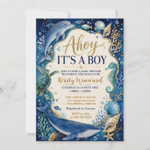 Ahoy It’s a Boy Nautical Baby Shower Invitation