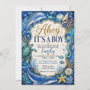 Ahoy It’s a Boy Nautical Baby Shower Invitation