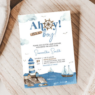 Ahoy It’s A Boy Nautical Baby Shower Invitation