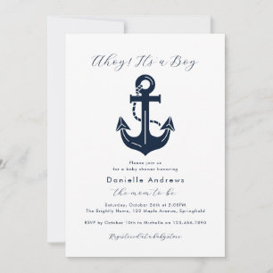 Ahoy It’s a Boy Nautical Baby Shower Personalised  Invitation