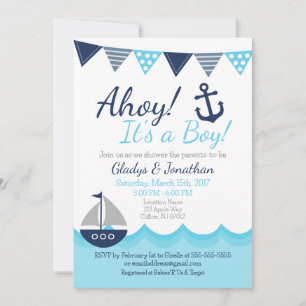 Ahoy! It’s a Boy Nautical Sailor Baby Shower Invit Invitation