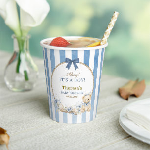 Ahoy It’s a Boy Nautical Teddy Bear Baby Shower Paper Cups