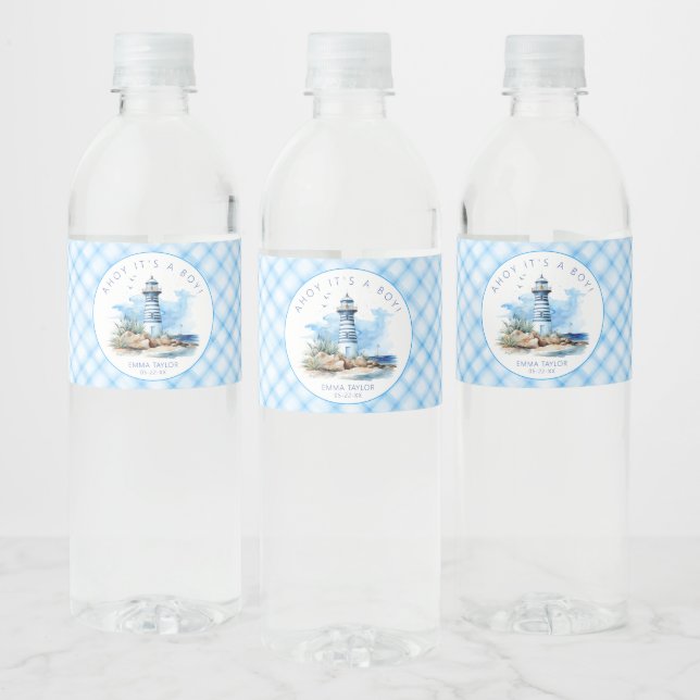 Ahoy It’s a Boy Nautical Water Bottle Labels  (Bottles)