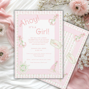 Ahoy It’s a Girl Nautical\ Baby Shower Invitation
