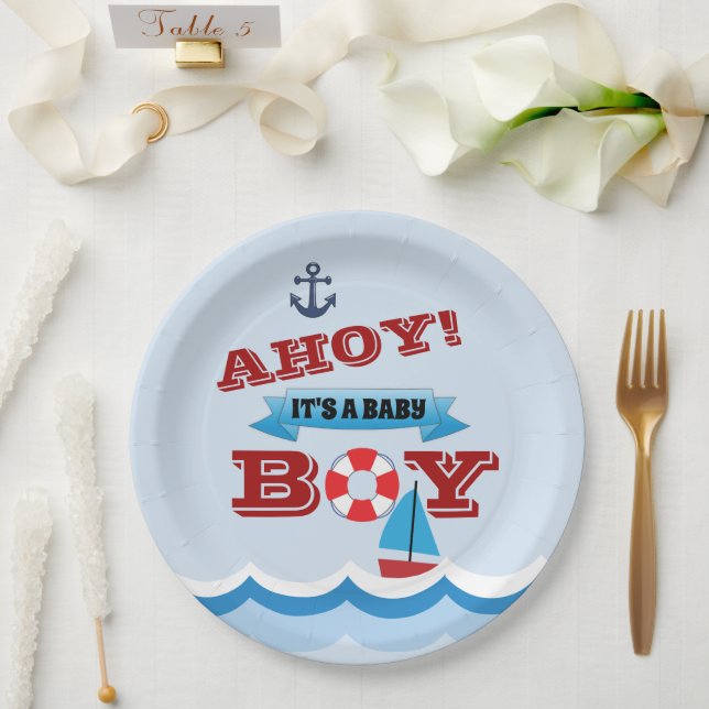 Ahoy It's A Baby Boy Paper Plate (Wedding)