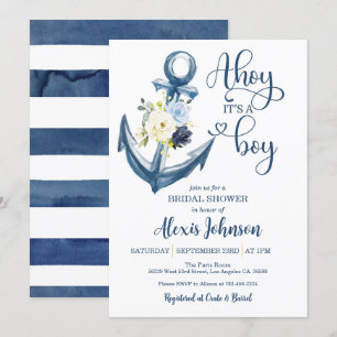 Ahoy It's a Boy Anchor Baby Shower Invitation