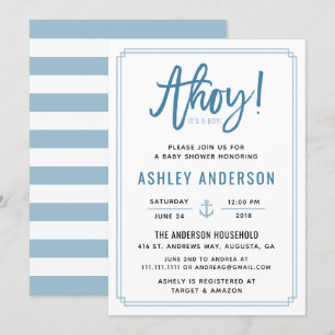 Ahoy! It's a Boy Anchor Baby Shower Invitation