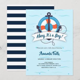 Ahoy it's a boy anchor nautical Baby Shower Invitation