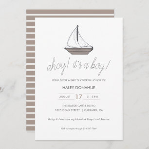 Ahoy! It's a Boy! Baby Sailboat  Invitation