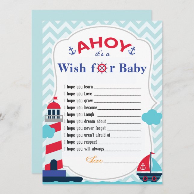 Ahoy It's A Boy baby Shower Advice Card (Front/Back)