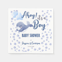 Ahoy it's a boy baby shower blue whale custom