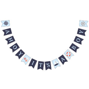 Ahoy It's a Boy Baby Shower Bunting Flags Banner